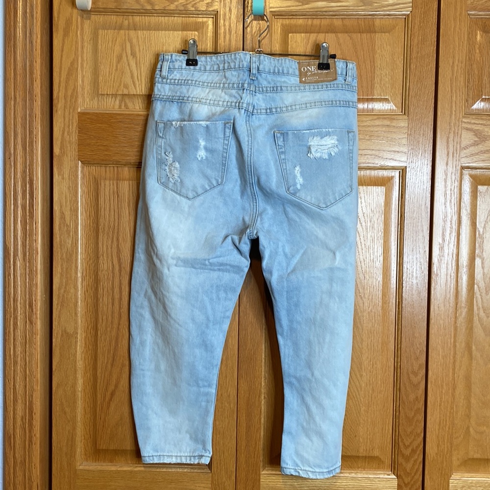 One Teaspoon Eagles Distressed Drop Crotch Cropped jeans size 27 - Picture 3 of 10
